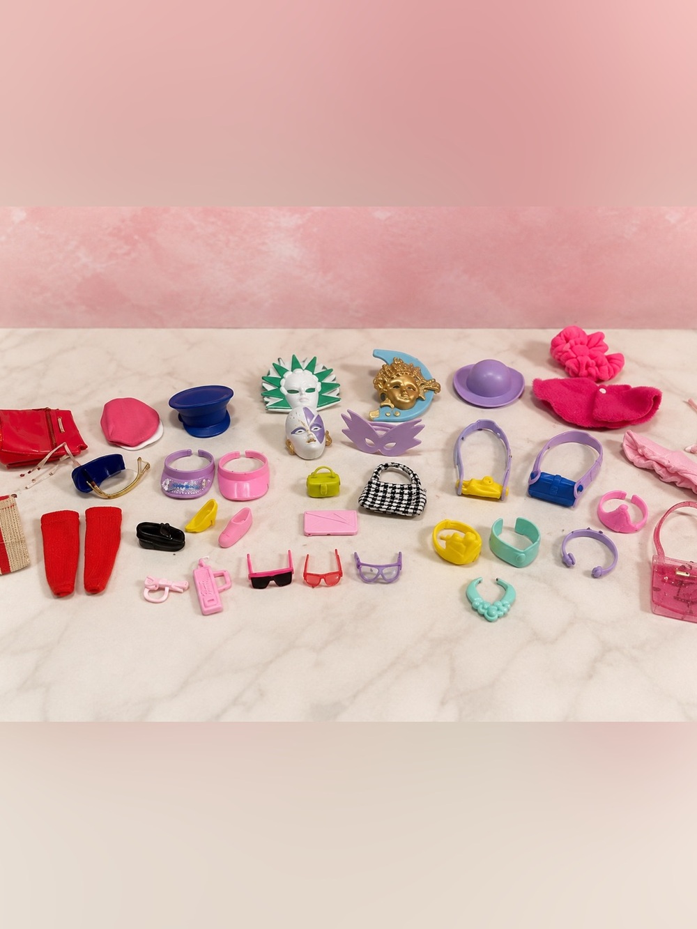 Vintage 90s Barbie Fashion Accessories‎ Set Lot Fancy Masks, Disney, Purses